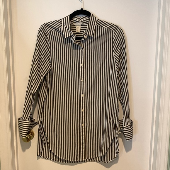 H&M cream/gray striped tunic top. US 4 - Picture 1 of 8